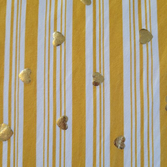 Vintage TMG Yellow Striped Gold Hearts Dress Size 1X Knee Length Made in USA - Picture 2 of 7